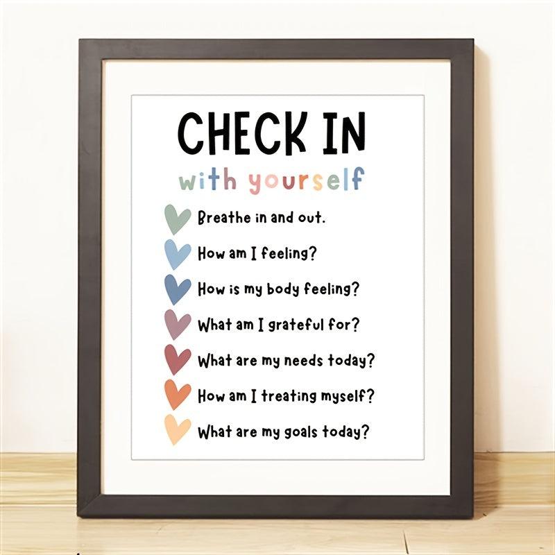 Self Care Check In Daily Checklist Feelings Check In Poster