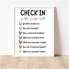 Self Care Check In Daily Checklist Feelings Check In Poster