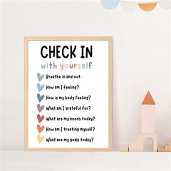 Self Care Check In Daily Checklist Feelings Check In Poster