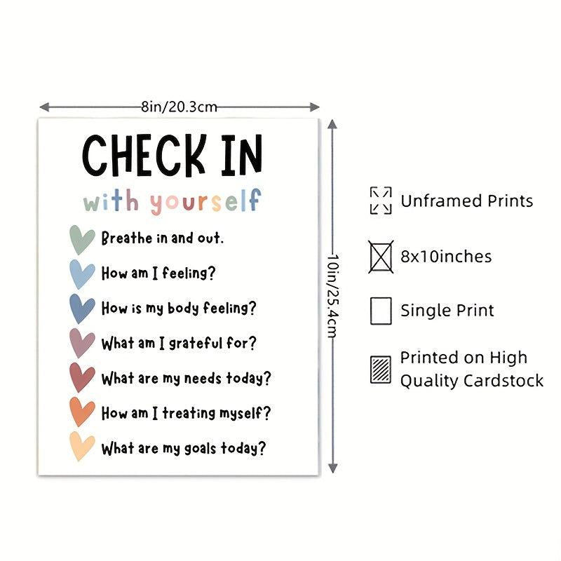 Self Care Check In Daily Checklist Feelings Check In Poster