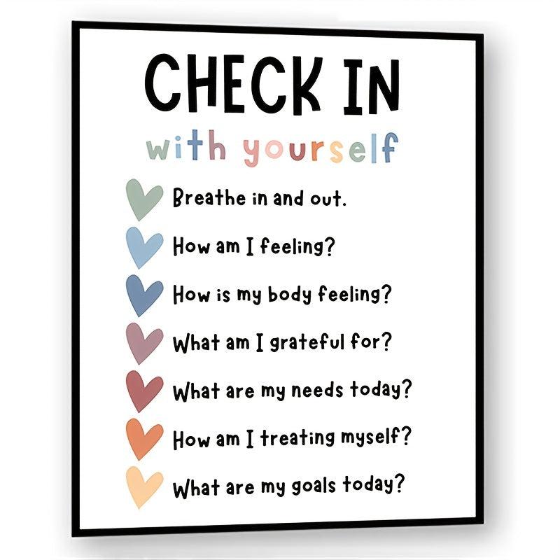 Self Care Check In Daily Checklist Feelings Check In Poster