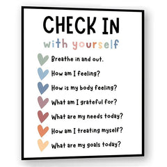 Self Care Check In Daily Checklist Feelings Check In Poster