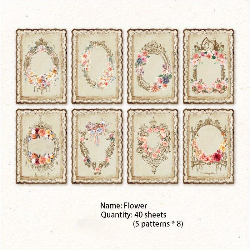 Vintage Scrapbook Paper 40 Sheets Memo Pad Material Literary Retro Style