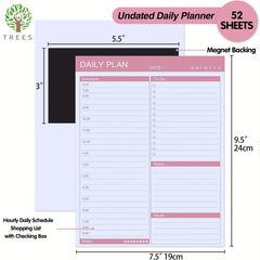 Magnetic To Do List Notepad Daily Planner 24x19cm with 52 Tear-Off Sheets
