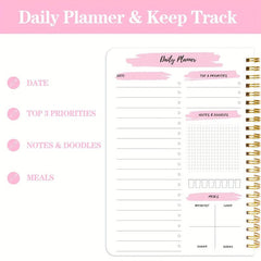 BUBU Daily Planner Notebook Undated To Do Checklist Task Priorities Meal Plan