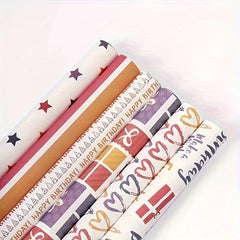 6pcs Colorful Cartoon Birthday Gift Wrapping Paper Roll