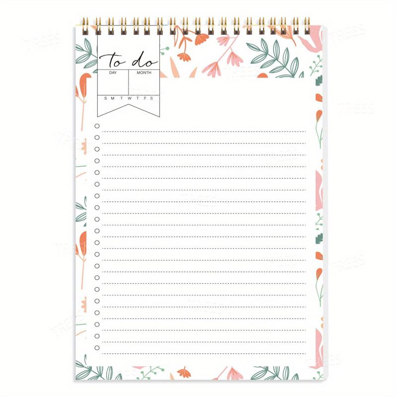 Flower Pattern Daily Planner To Do List Notepad Spiral Organizer