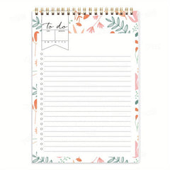Flower Pattern Daily Planner To Do List Notepad Spiral Organizer