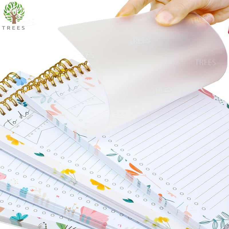Flower Pattern Daily Planner To Do List Notepad Spiral Organizer