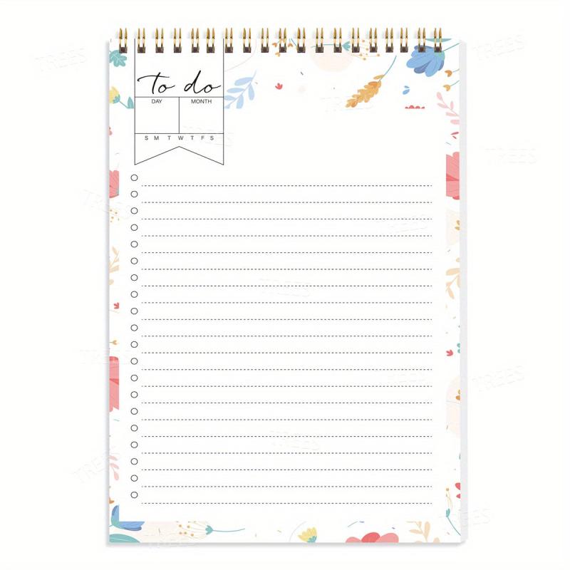 Flower Pattern Daily Planner To Do List Notepad Spiral Organizer