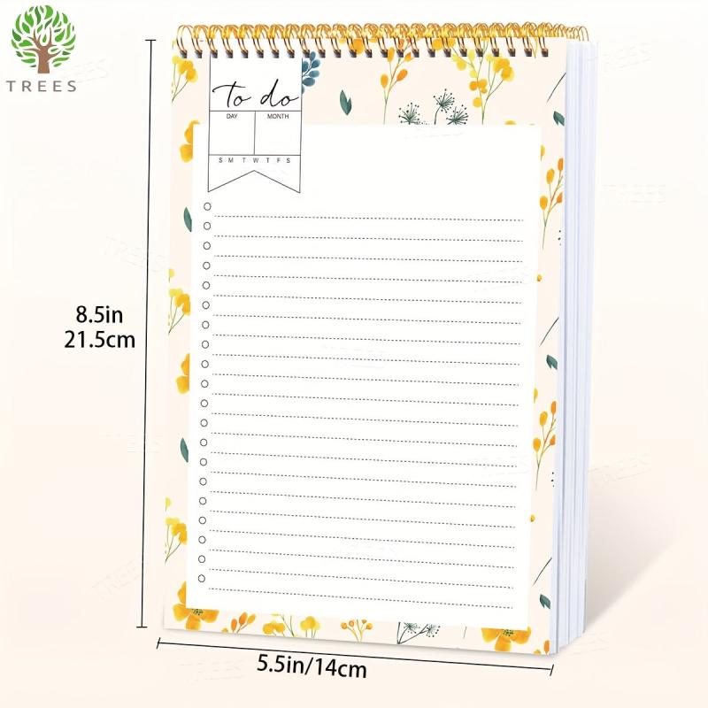 Flower Pattern Daily Planner To Do List Notepad Spiral Organizer