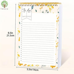 Flower Pattern Daily Planner To Do List Notepad Spiral Organizer