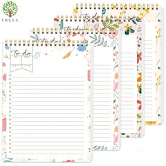 Flower Pattern Daily Planner To Do List Notepad Spiral Organizer