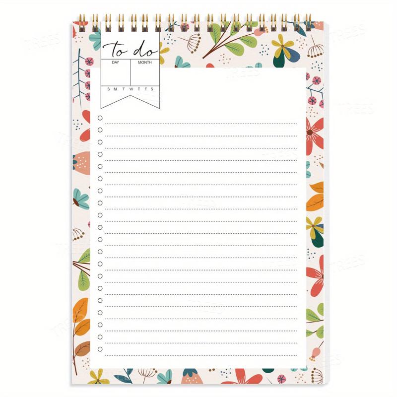 Flower Pattern Daily Planner To Do List Notepad Spiral Organizer