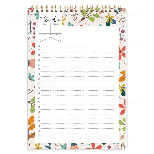 Flower Pattern Daily Planner To Do List Notepad Spiral Organizer