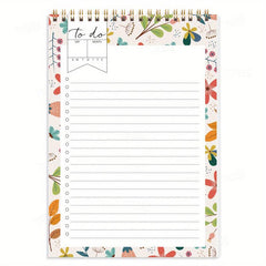 Flower Pattern Daily Planner To Do List Notepad Spiral Organizer