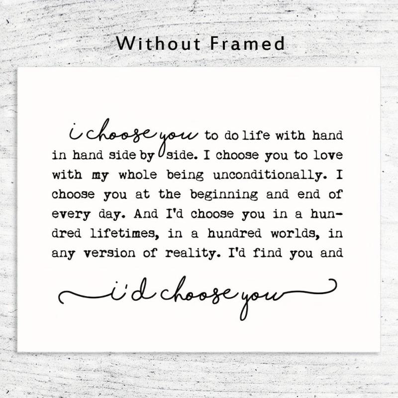 I Choose You Print Farmhouse Sign Wedding Gift Bedroom Wall Art Marriage Quote