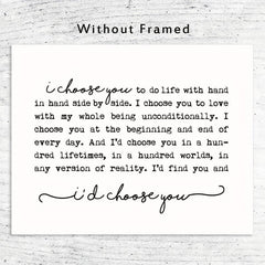 I Choose You Print Farmhouse Sign Wedding Gift Bedroom Wall Art Marriage Quote