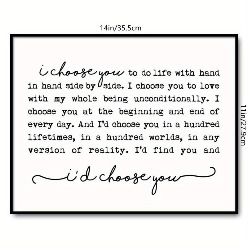 I Choose You Print Farmhouse Sign Wedding Gift Bedroom Wall Art Marriage Quote