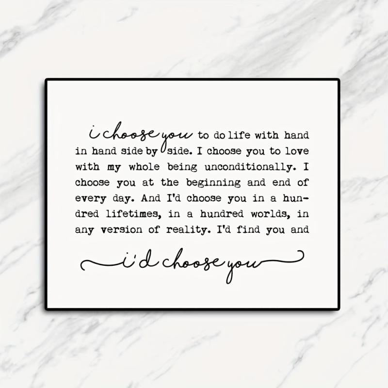 I Choose You Print Farmhouse Sign Wedding Gift Bedroom Wall Art Marriage Quote