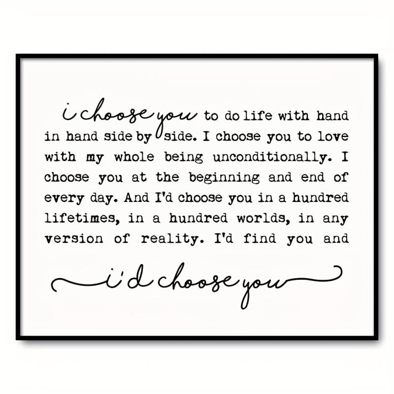 I Choose You Print Farmhouse Sign Wedding Gift Bedroom Wall Art Marriage Quote