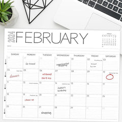 Desk Calendar Jan-Dec 12 Months Week Numbers Ruled Blocks