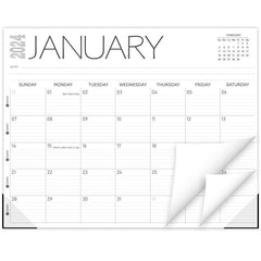 Desk Calendar Jan-Dec 12 Months Week Numbers Ruled Blocks