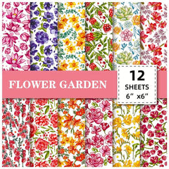 12pcs Flower Series Brochure Material Paper for DIY Photo Album Scrapbook