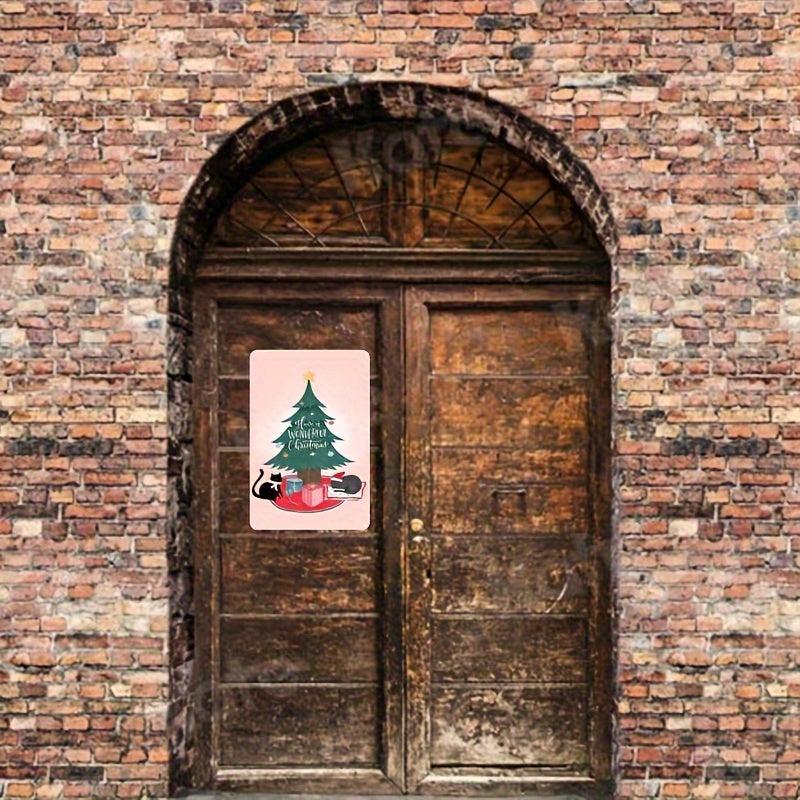 Retro Christmas Cat Metal Tin Sign 8''x12'' Artwork