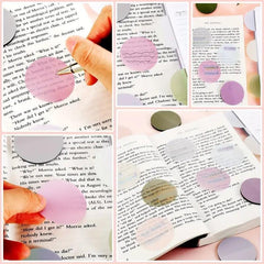 Morandi Round Transparent Sticky Notes Waterproof Bookmarks Page Flags