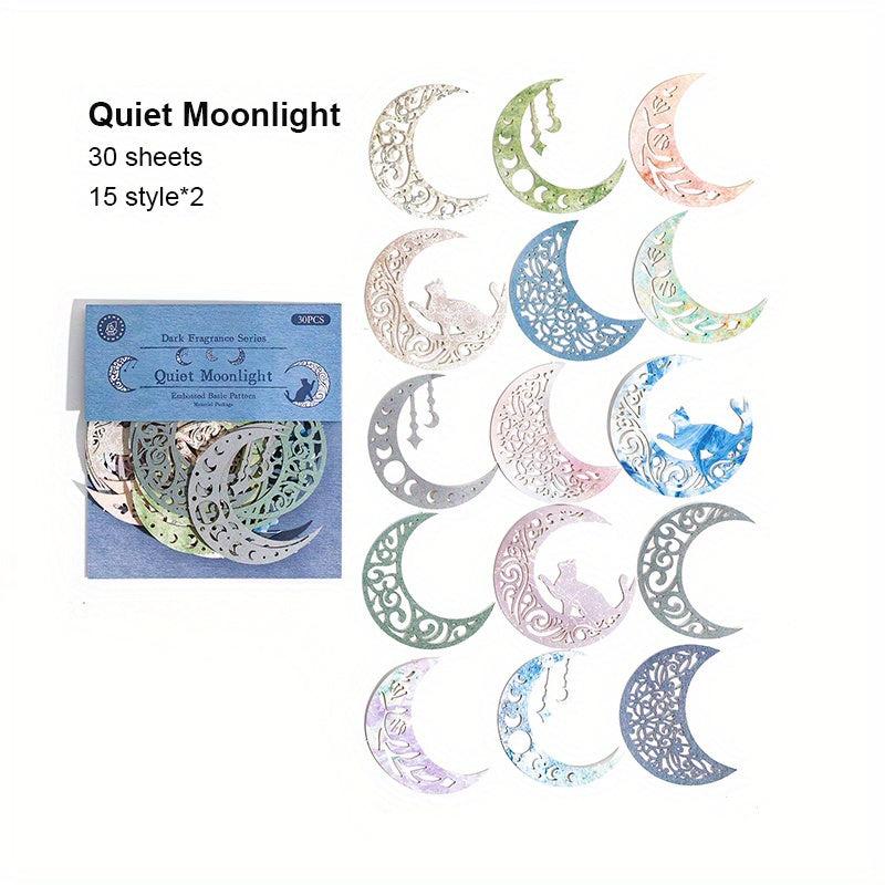 30pcs Lace Vintage Scrapbook Paper Flower Moon Series