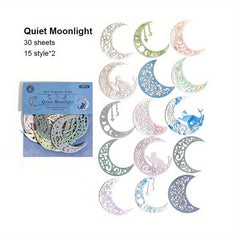 30pcs Lace Vintage Scrapbook Paper Flower Moon Series