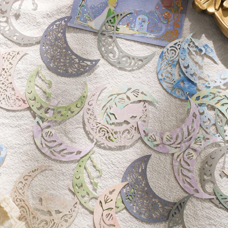 30pcs Lace Vintage Scrapbook Paper Flower Moon Series