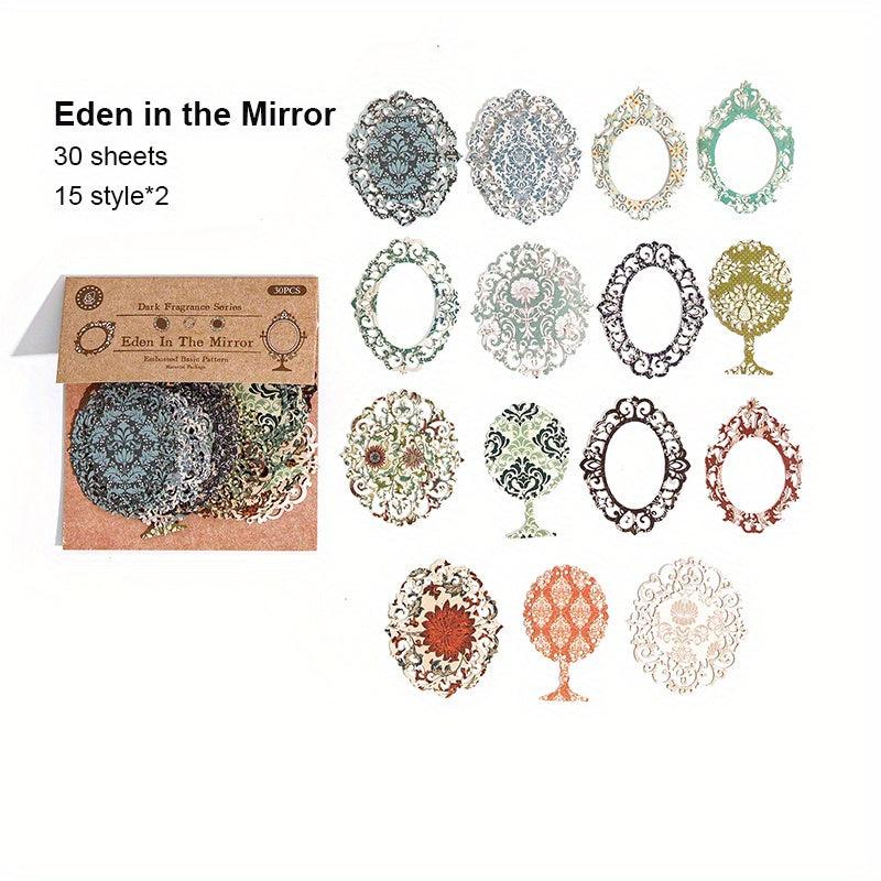30pcs Lace Vintage Scrapbook Paper Flower Moon Series