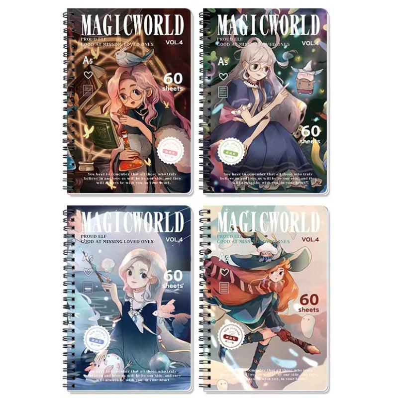 A5 Lined Men's Women's Diaries Hardcover Writing Notebook Cartoon Cover Notebook