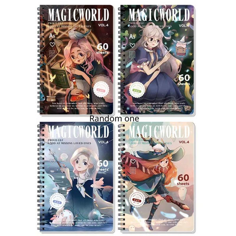 A5 Lined Men's Women's Diaries Hardcover Writing Notebook Cartoon Cover Notebook