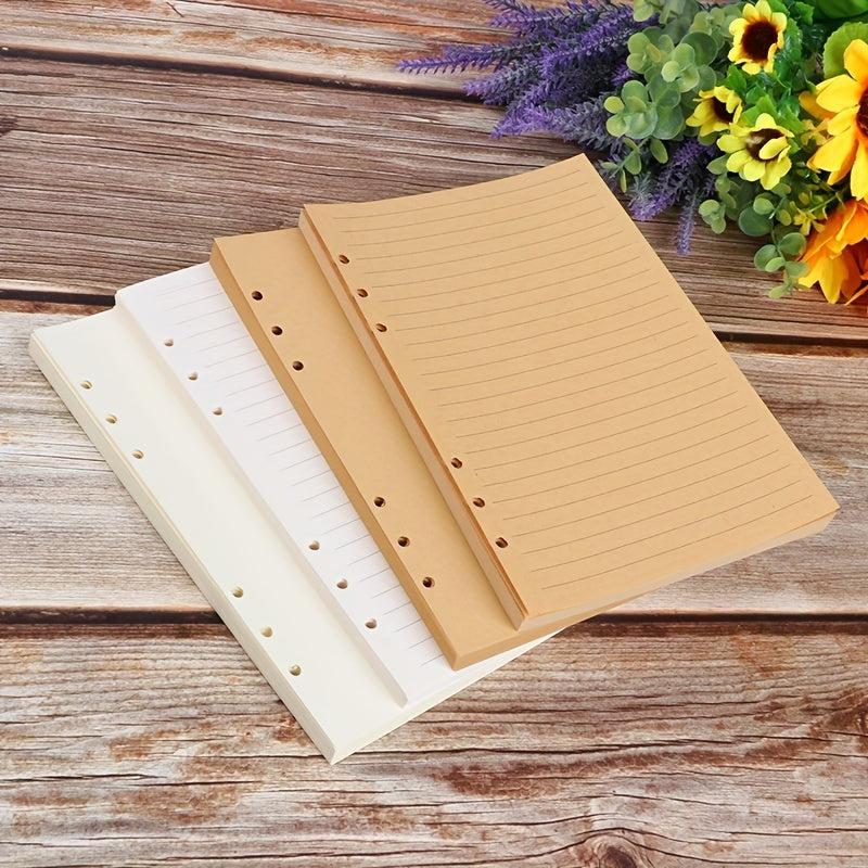 6 Ring Kraft Lined Paper Refills for Leather Journal Notebook