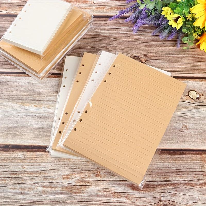 6 Ring Kraft Lined Paper Refills for Leather Journal Notebook