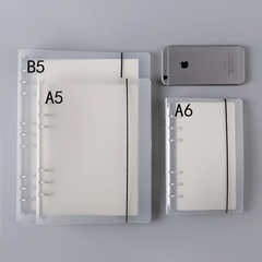 1pc A5 Frosted Semi Transparent 6 Hole Ring Binder Shell
