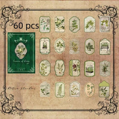 Vintage Literary Accounting Paper Box - 60pcs, 20 Patterns