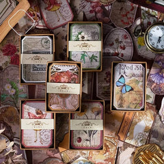 Vintage Literary Accounting Paper Box - 60pcs, 20 Patterns