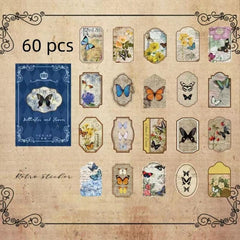 Vintage Literary Accounting Paper Box - 60pcs, 20 Patterns