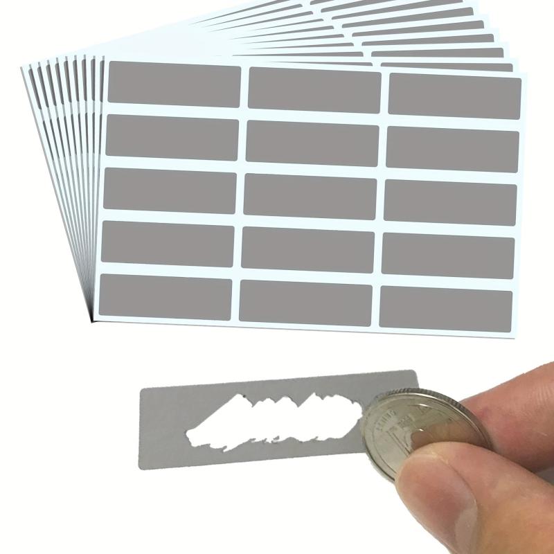 15 Scratch Off Stickers Round Circle Silver
