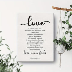 1 Corinthians 13:4-8 Love Never Fails Canvas Print