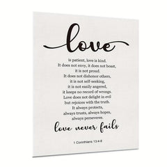 1 Corinthians 13:4-8 Love Never Fails Canvas Print