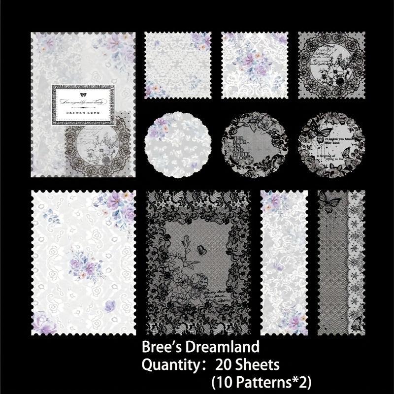 20 Sheets Vintage Lace Series Scrapbook Paper