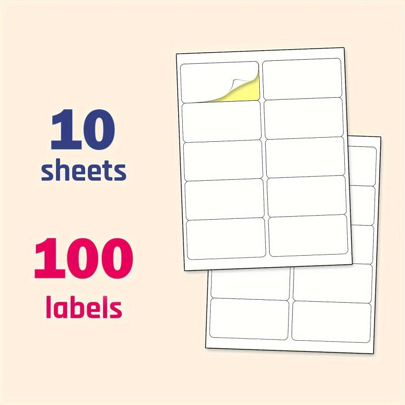 Printable Sticker Labels Matte 10 Labels/Page 2x4 10/20 Sheets