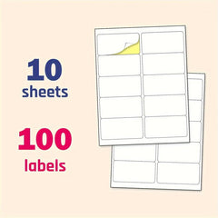 Printable Sticker Labels Matte 10 Labels/Page 2x4 10/20 Sheets