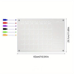 Acrylic Magnetic Dry Erase Board Calendar For Fridge - Clear