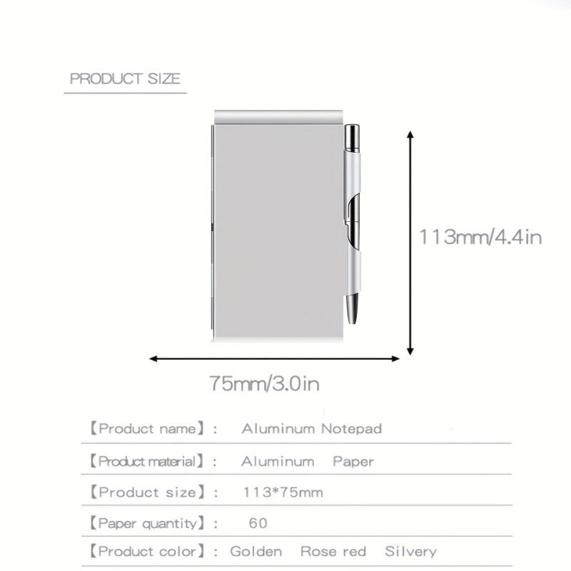 Aluminum Alloy Card Box Notebook With Pen Tearable Fashionable And Convenient